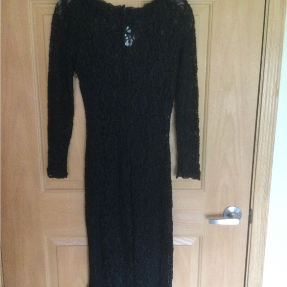 Wild Rose black crochet lace dress with slip - Picture 3 of 5